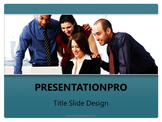 Business Team Teal PowerPoint Template title slide design