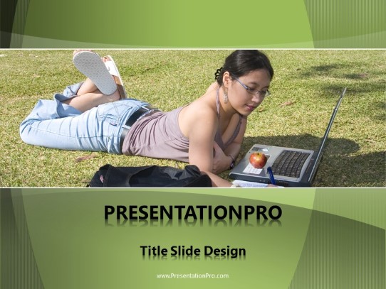 Young Student Outside PowerPoint Template title slide design