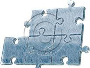Puzzle 5 Blue Sketch PPT PowerPoint picture photo