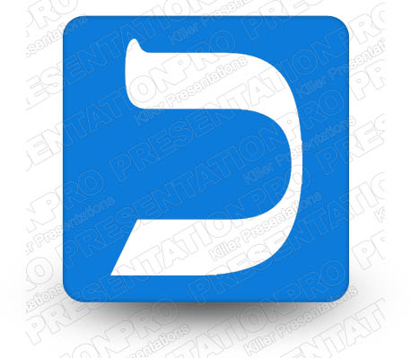 Hebrew Kaf Blue Square PPT PowerPoint Image Picture