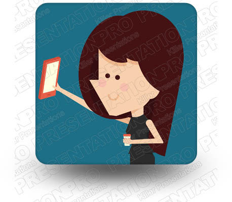 Cartoon Woman Cell 01 Square PPT PowerPoint Image Picture