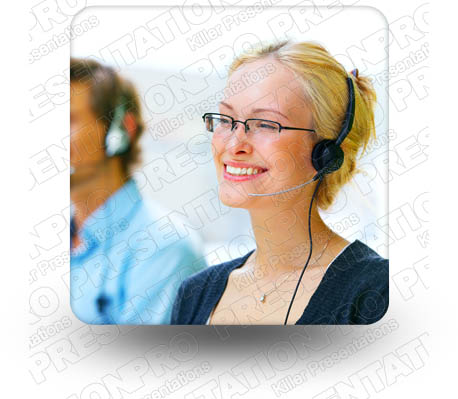 Woman HeadSet 02 Square PPT PowerPoint Image Picture