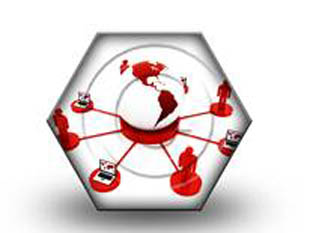 Global Computer Network Red Hex PPT PowerPoint Image Picture