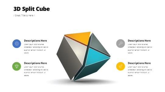 3D Cube Split PowerPoint PPT Slide design