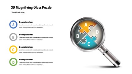 3D Magnifying Puzzle PowerPoint PPT Slide design