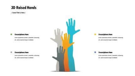 3D Raised Hands PowerPoint PPT Slide design