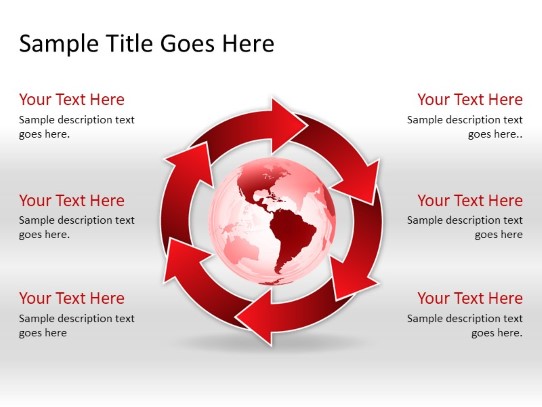 Arrowcycle A 6red Globe PowerPoint PPT Slide design