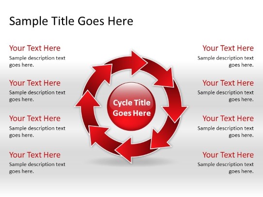 Arrowcycle A 8red PowerPoint PPT Slide design