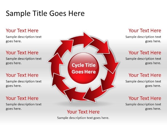 Arrowcycle A 9red PowerPoint PPT Slide design