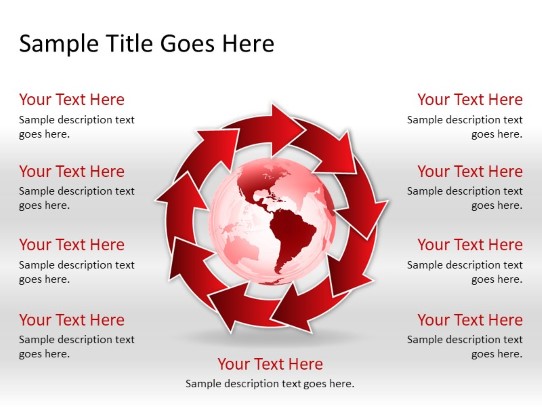 Arrowcycle A 9red Globe PowerPoint PPT Slide design