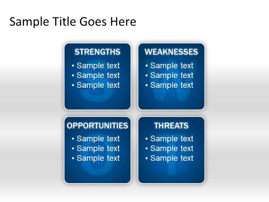 SWOT Analysis Blue PowerPoint PPT Slide design