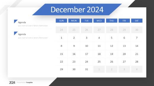 2024 Calendar December Angles PowerPoint PPT Slide design