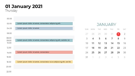 Calendars 2021 Daily Log January PowerPoint PPT Slide design