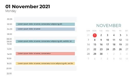 Calendars 2021 Daily Log November PowerPoint PPT Slide design