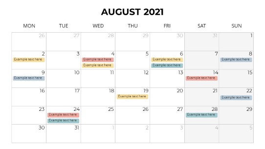 Calendars 2021 Monthly Monday August PowerPoint PPT Slide design