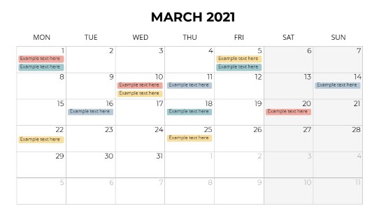 Calendars 2021 Monthly Monday March PowerPoint PPT Slide design