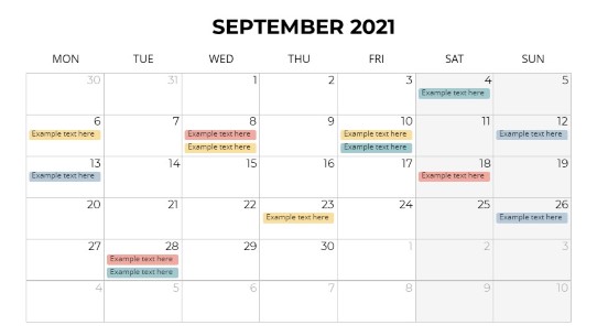 Calendars 2021 Monthly Monday September PowerPoint PPT Slide design