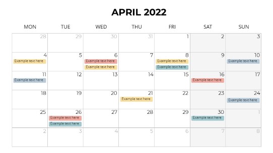 Calendars 2022 Monthly Monday April PowerPoint PPT Slide design