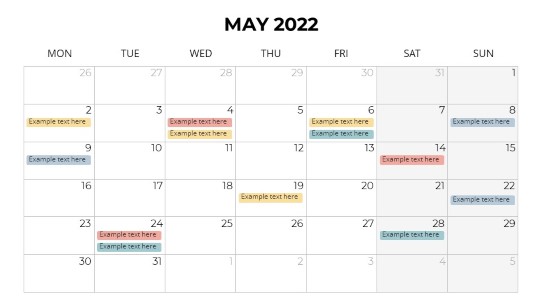 Calendars 2022 Monthly Monday May PowerPoint PPT Slide design