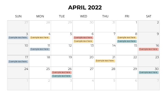 Calendars 2022 Monthly Sunday April PowerPoint PPT Slide design