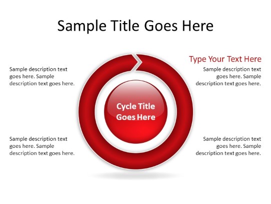Chrevoncycle A 1red Clockwise PowerPoint PPT Slide design