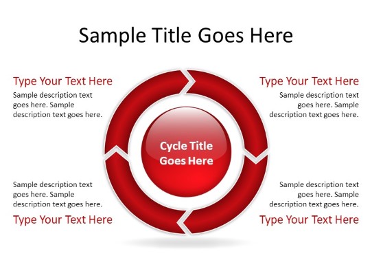Chrevoncycle A 4red Clockwise PowerPoint PPT Slide design