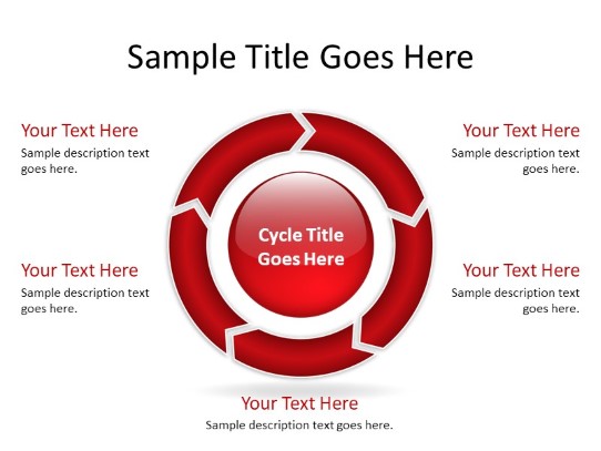 Chrevoncycle A 5red Clockwise PowerPoint PPT Slide design