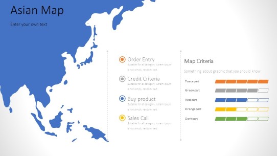 Asia Map Metrics widescreen PowerPoint PPT Slide design