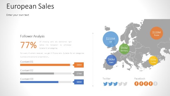 Europe Map Metrics widescreen PowerPoint PPT Slide design