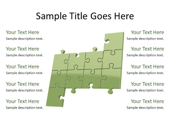 Puzzle 10c Green PowerPoint PPT Slide design