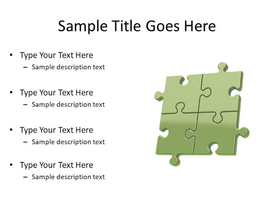 Puzzle 4b Green PowerPoint PPT Slide design