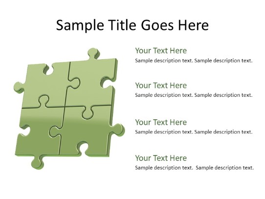 Puzzle 4c Green PowerPoint PPT Slide design
