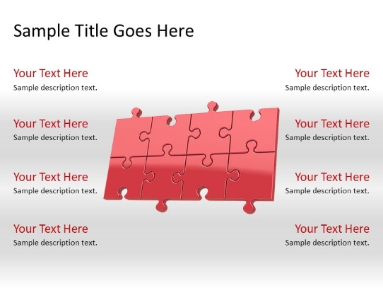 Puzzle 8e Red PowerPoint PPT Slide design