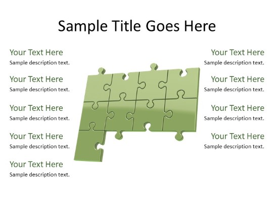 Puzzle 9c Green PowerPoint PPT Slide design