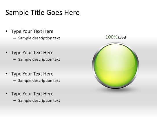 Ball Fill Green 100c PowerPoint PPT Slide design