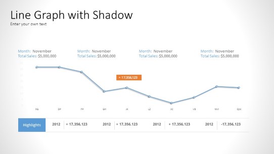 Line Graph Shadow widescreen PowerPoint PPT Slide design