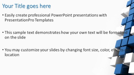 Line Of Cubes Widescreen PowerPoint Template text slide design