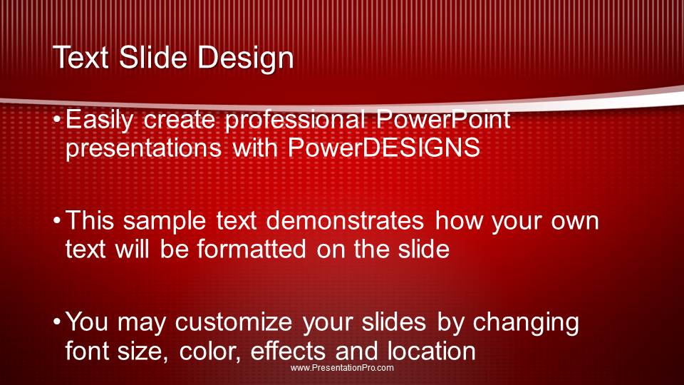 Swoosh Red Widescreen PowerPoint Template text slide design