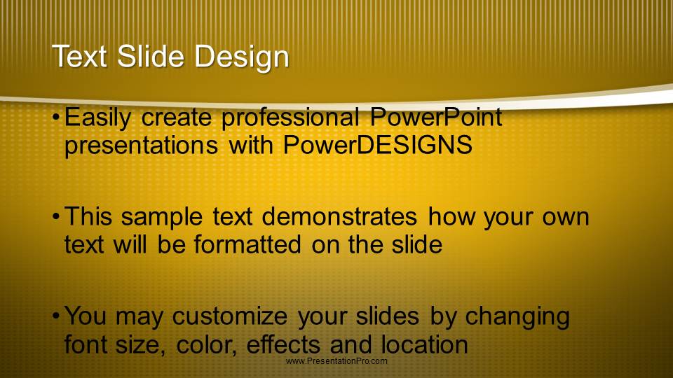 Swoosh Yellow Widescreen PowerPoint Template text slide design