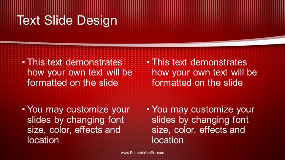 Swoosh Red Widescreen PowerPoint Template text slide design
