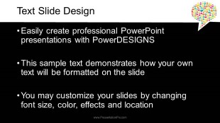 Chat Bubble Black Widescreen PowerPoint Template text slide design