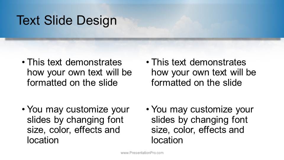 Light Bulb In Clouds Widescreen PowerPoint Template text slide design