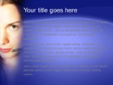 Female Telemarketer 02 Blue PowerPoint Template text slide design