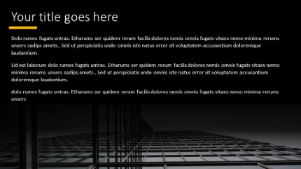 Glass Buildings Up Widescreen PowerPoint Template text slide design