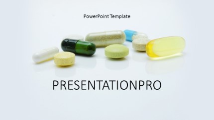 Assorted Pills Widescreen PowerPoint Template text slide design