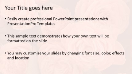 Pink Roses Widescreen PowerPoint Template text slide design
