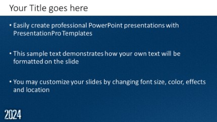 2024 Leathery Blue Widescreen PowerPoint Template text slide design