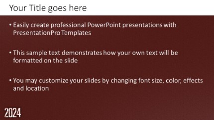 2024 Leathery Red Widescreen PowerPoint Template text slide design