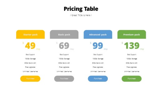 Pricing Table 02 PowerPoint Infographic pptx design