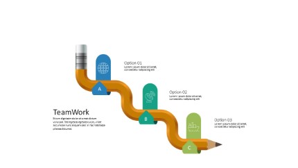 Pencil Waves PowerPoint Infographic pptx design